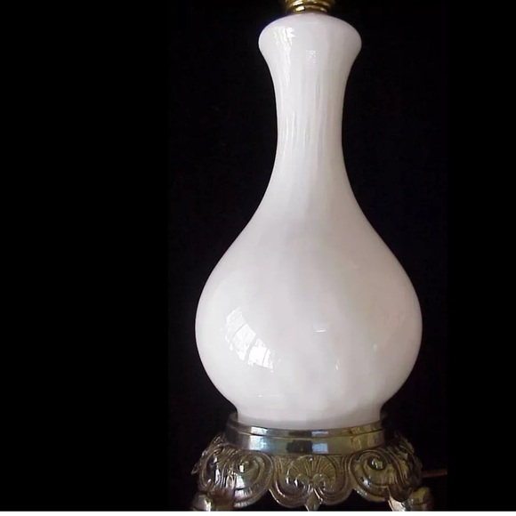MURANO ITALY LAMP VETRARTI CASED GLASS WHITE GLOBE SHADE HOLLYWOOD REGENCY 3-WAY - Picture 5 of 11